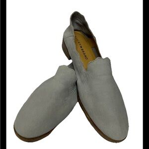 Lucky Brand Cloeey Scalloped Flats Stone Suede 7.5
